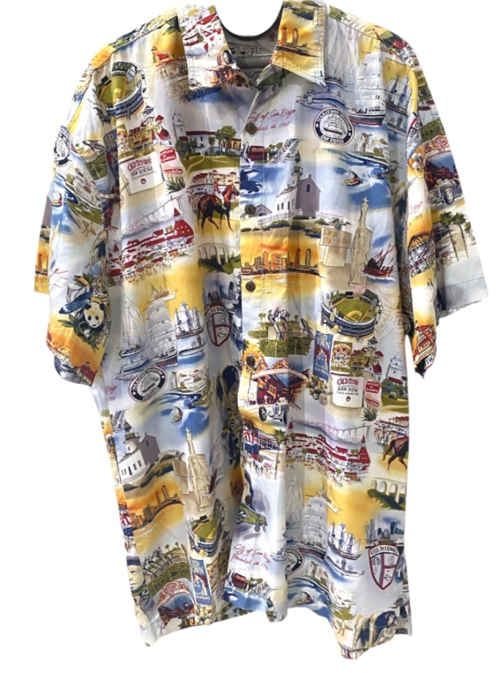 San Diego Vintage High Seas Trading Co. Scenic Print Short-Sleeve Shirt Men’s XL